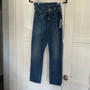 7 For All Mankind blue jeans with tie waist - new - nwt - size 29 - straight leg